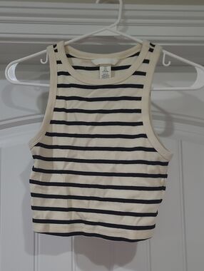 H&M Cream & Black Striped Ribbed Tank
